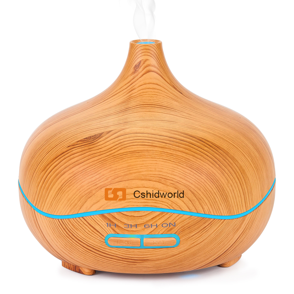 Cshidworld 300ml Aroma Essential Oil Diffuser Wood Grain Ultrasonic Cool Mist Humidifier Air Purifier with Waterless Auto Shut-off for Home, Yoga, Office, Spa (Black)