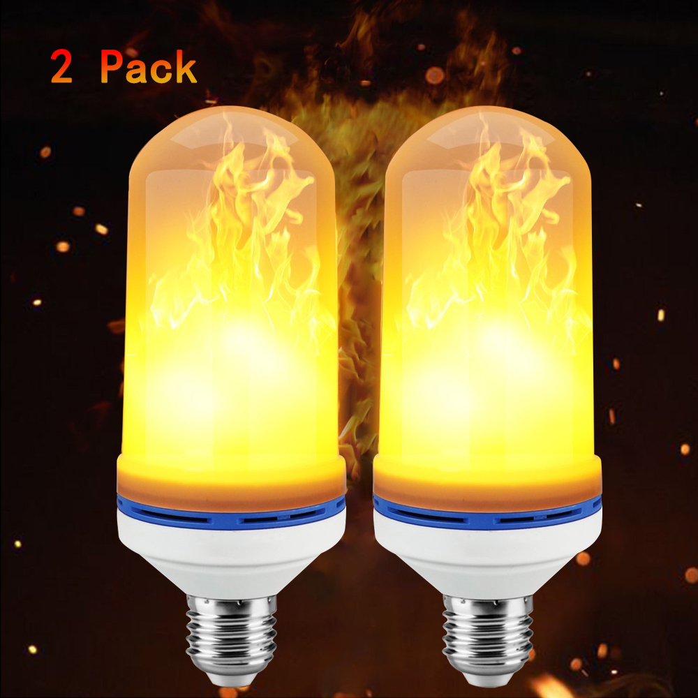 LED Flame Effect Fire Light Bulbs,Cshidworld E26 3 Modes LED Flickering Light Bulb Simulated Lantern Flaming for Bar Home Hotel Decoration(2 Pack)