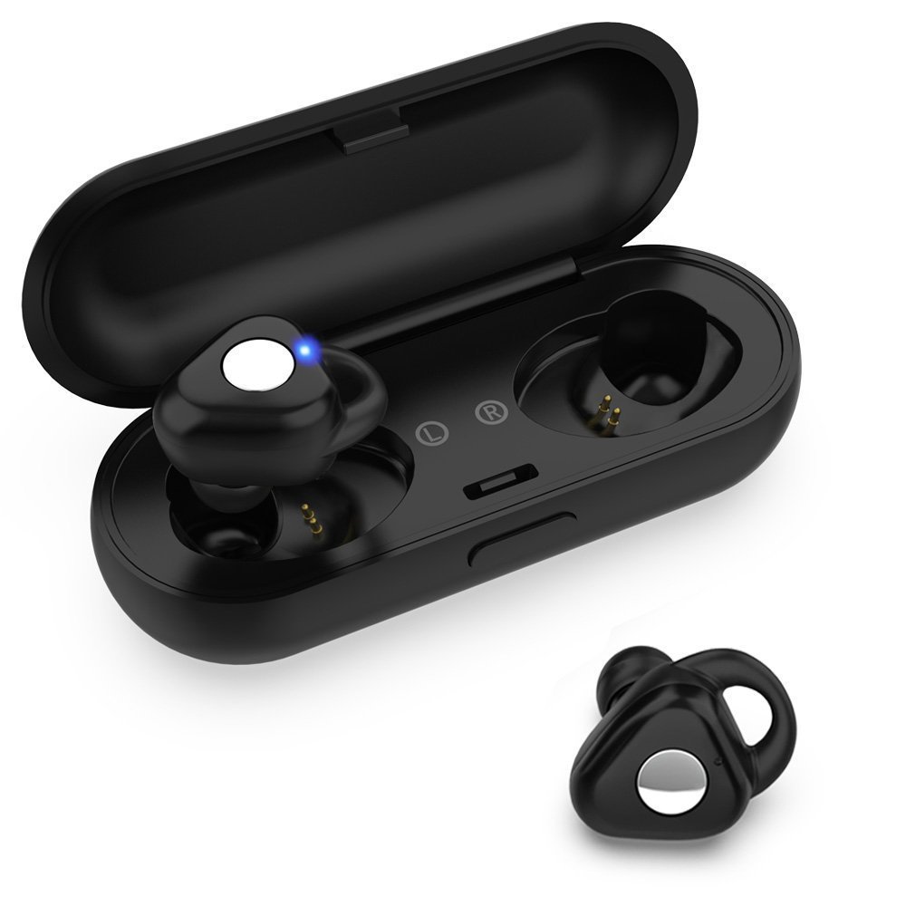 Wireless Earbuds, Cshidworld Dual Headphones True Mini In Ear Headset Noise Cancelling Earphones Sweatproof Earpieces V4.2 with Built-in Mic and Charging Case for iPhone Samsung Smart Phones